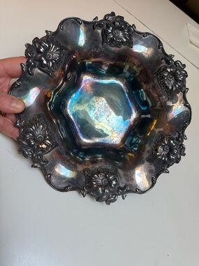 Art Nouveau antique Repousse flowers Silver bowl 1904 touching family heirloom❤️
